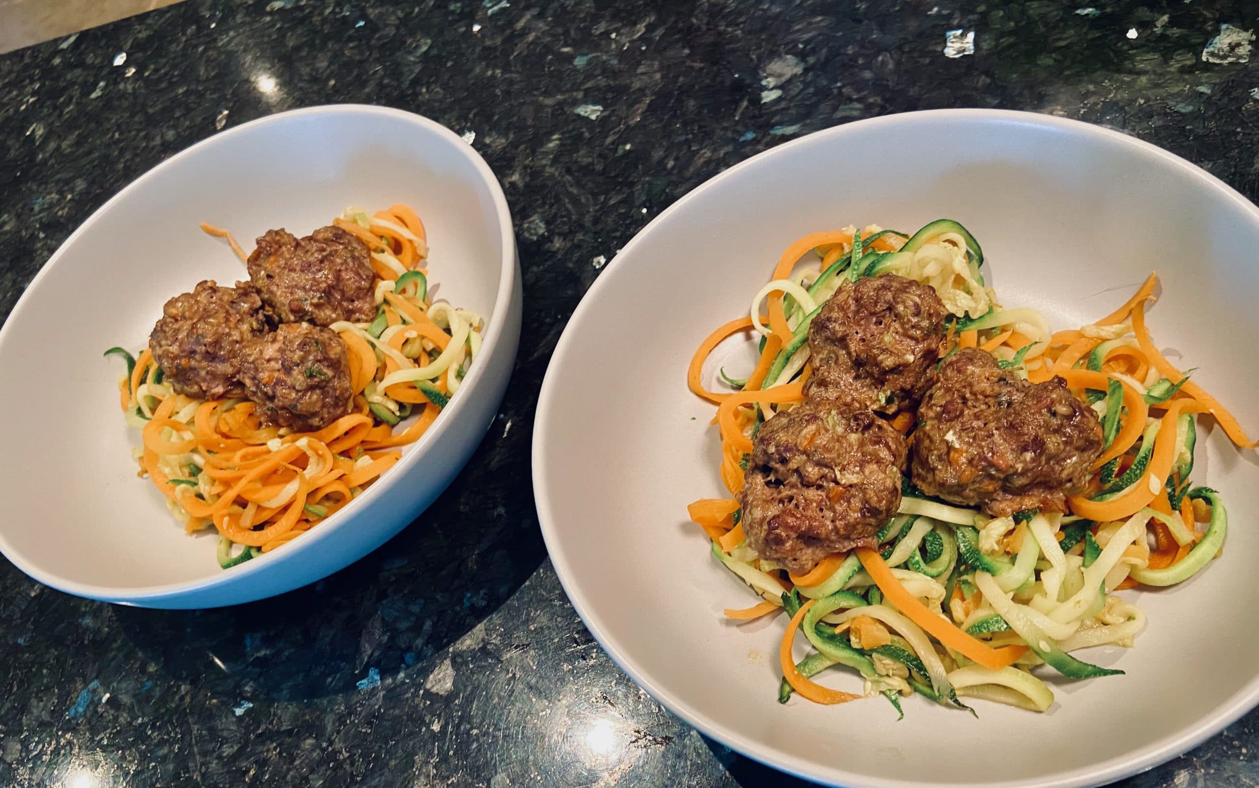Meatballs and spaghetti for dogs