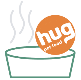 HUG pet food in a bowl temperature check